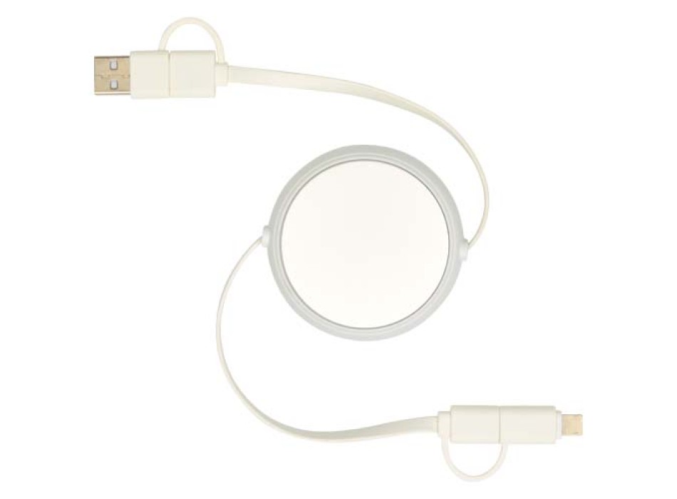Cavo retrattile 5 in 1 da 100 cm in plastica riciclata e alluminio per la sincronizzazione dei dati e la ricarica rapida da 45 W Alasia