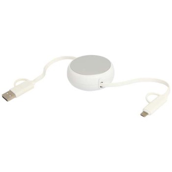 Cavo retrattile 5 in 1 da 100 cm in plastica riciclata e alluminio per la sincronizzazione dei dati e la ricarica rapida da 45 W Alasia