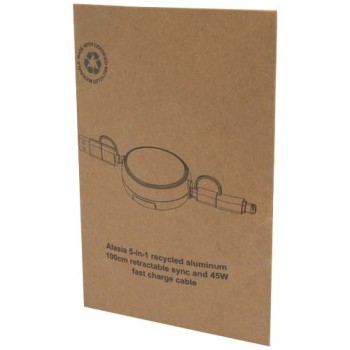 Cavo retrattile 5 in 1 da 100 cm in plastica riciclata e alluminio per la sincronizzazione dei dati e la ricarica rapida da 45 W Alasia