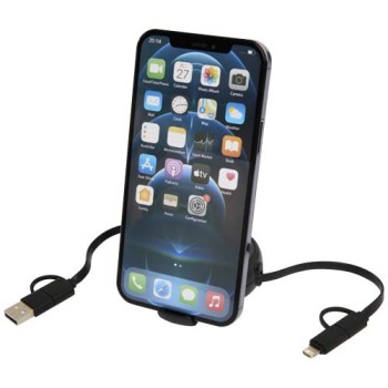 Cavo retrattile 5 in 1 da 100 cm in plastica riciclata e alluminio per la sincronizzazione dei dati e la ricarica rapida da 45 W Alasia