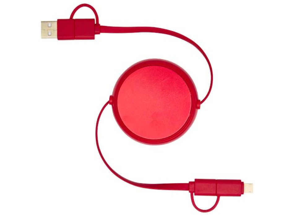 Cavo retrattile 5 in 1 da 100 cm in plastica riciclata e alluminio per la sincronizzazione dei dati e la ricarica rapida da 45 W Alasia