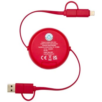 Cavo retrattile 5 in 1 da 100 cm in plastica riciclata e alluminio per la sincronizzazione dei dati e la ricarica rapida da 45 W Alasia