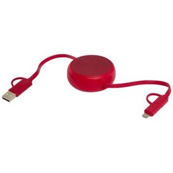 Cavo retrattile 5 in 1 da 100 cm in plastica riciclata e alluminio per la sincronizzazione dei dati e la ricarica rapida da 45 W Alasia