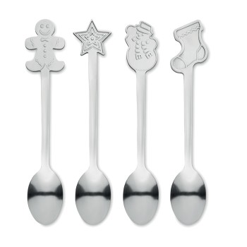 CHIP SET - Set: 4 cucchiai da tè natalizi