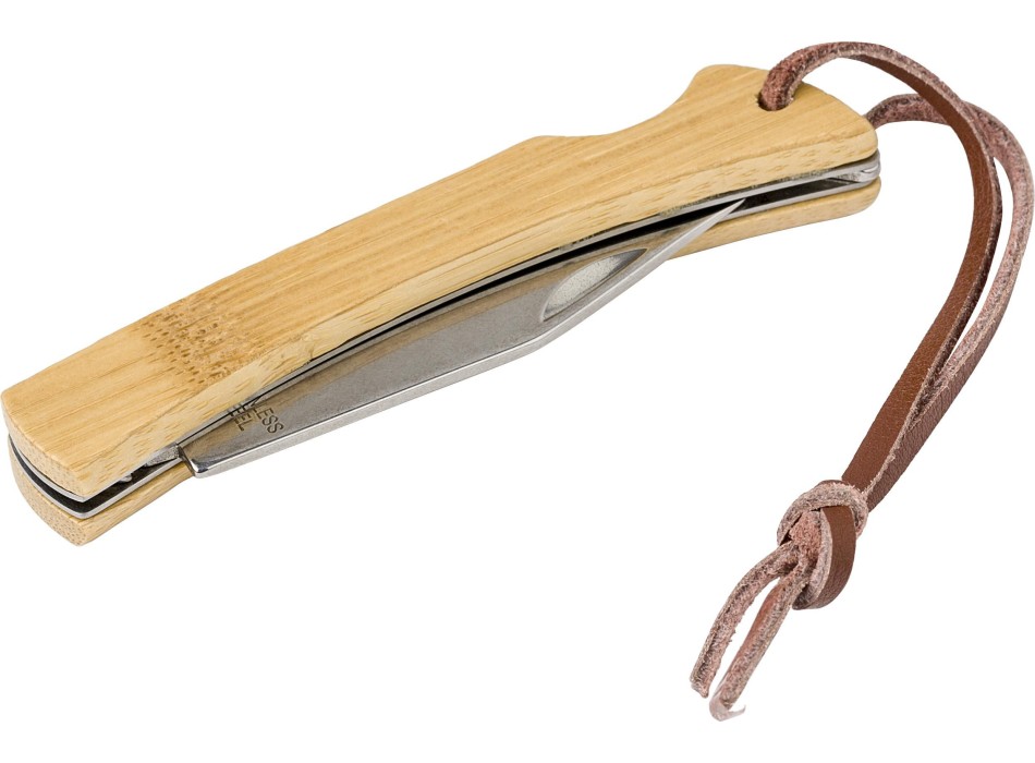 Coltello pieghevole in acciaio inox e bambù Beckett