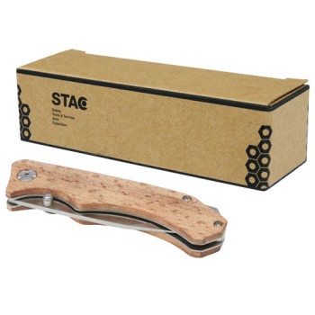 Coltello tascabile Dave in legno con clip per cintura