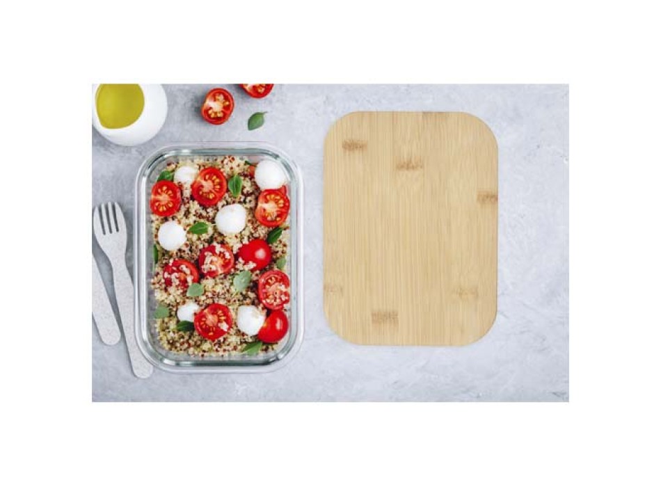 Contenitore per pranzo Roby di vetro con coperchio in bambù