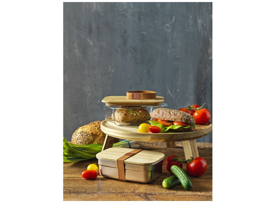 Contenitore per pranzo Tite in acciaio inossidabile con coperchio in bambù