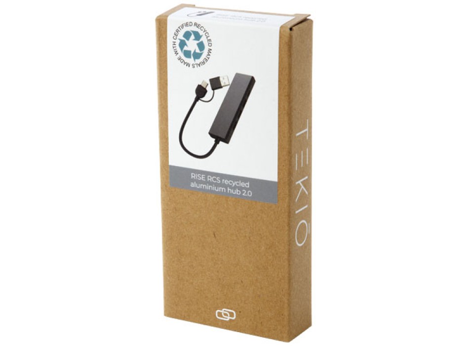 Hub USB 2.0 in alluminio riciclato RCS Rise