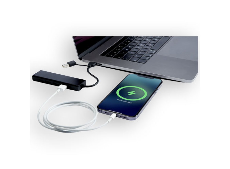 Hub USB 2.0 in alluminio riciclato RCS Rise