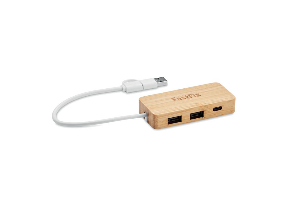 HUBBAM - Hub USB a 3 porte in bamboo