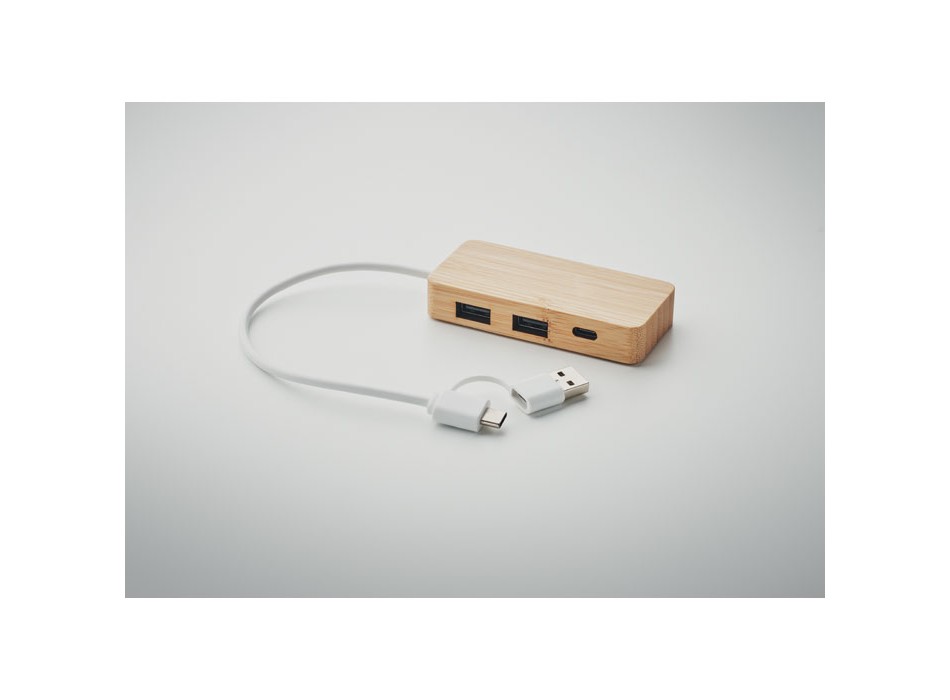 HUBBAM - Hub USB a 3 porte in bamboo