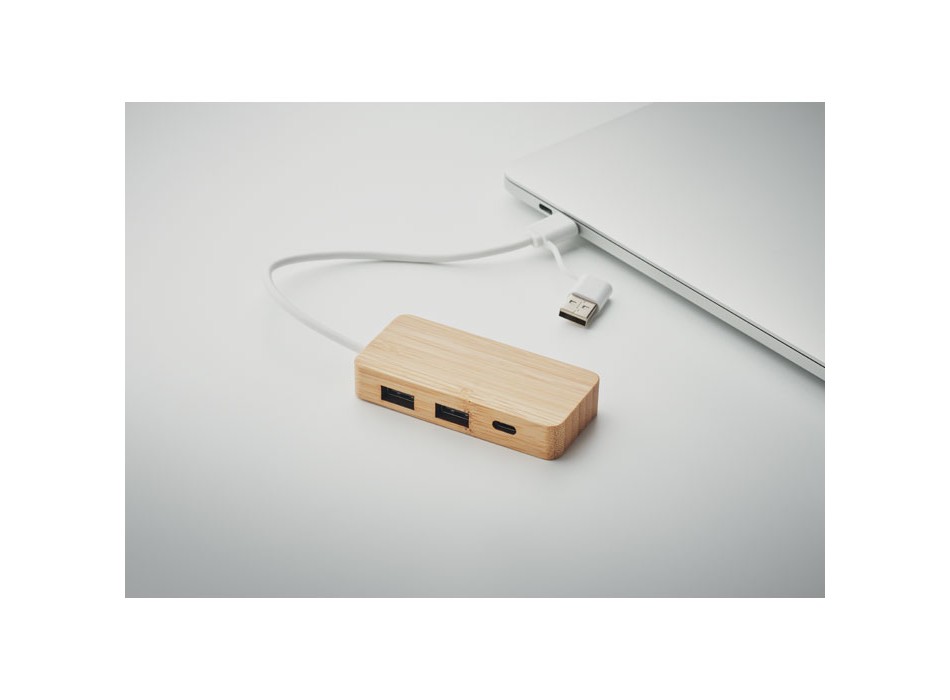 HUBBAM - Hub USB a 3 porte in bamboo