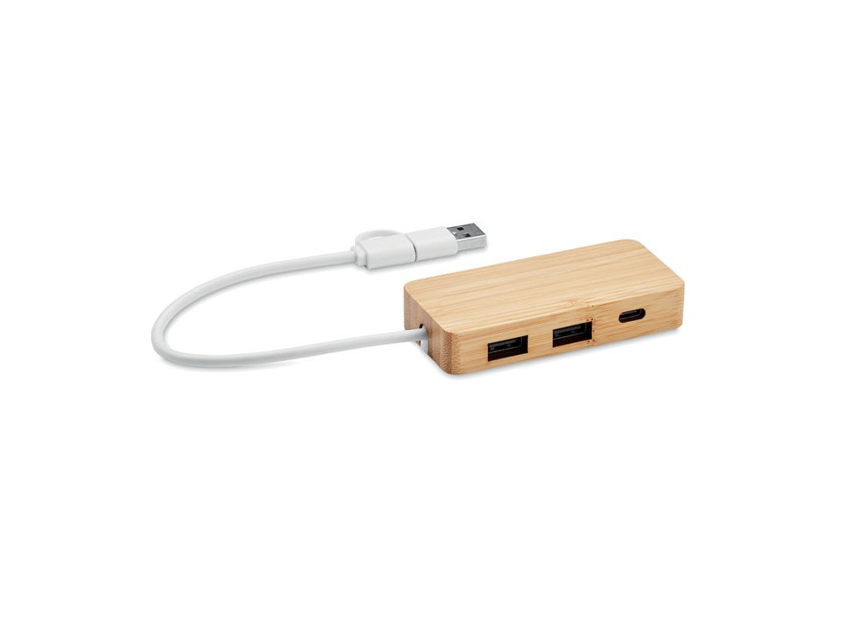 HUBBAM - Hub USB a 3 porte in bamboo