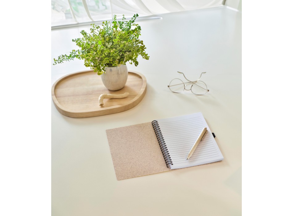 Notebook in fibra di grano con penna Massimo