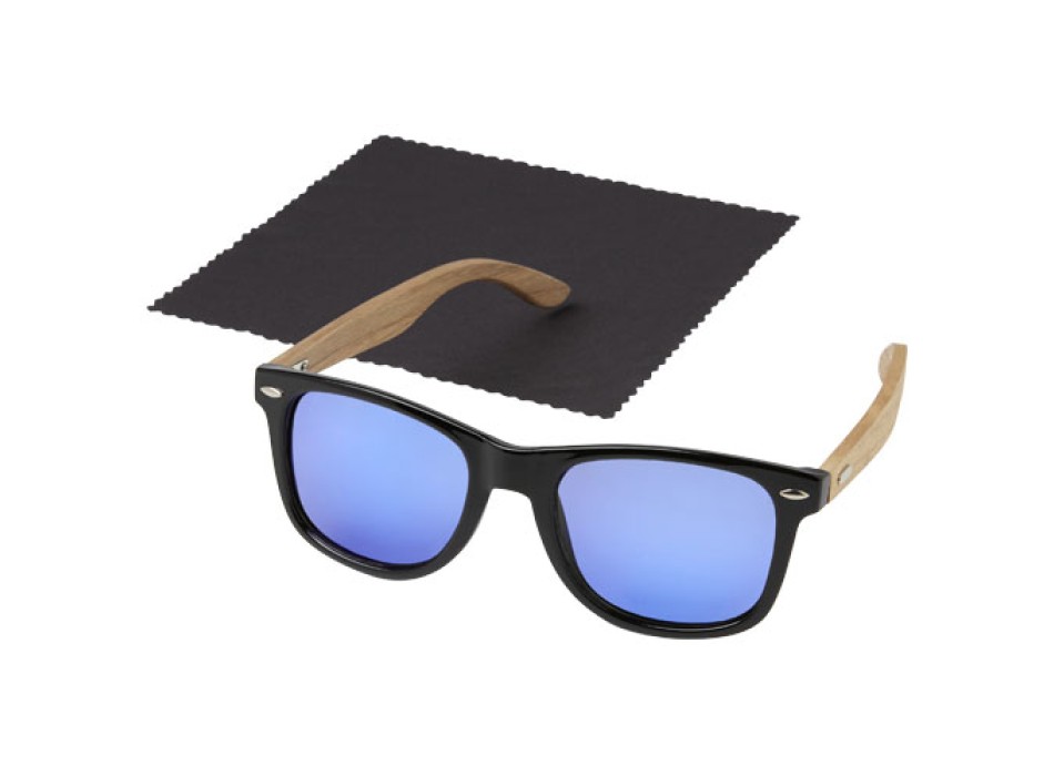 Occhiali da sole Hiru con lenti polarizzate e specchiate in PET riciclato/legno con confezione regalo