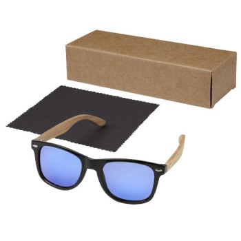 Occhiali da sole Hiru con lenti polarizzate e specchiate in PET riciclato/legno con confezione regalo
