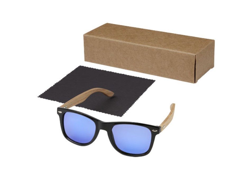 Occhiali da sole Hiru con lenti polarizzate e specchiate in PET riciclato/legno con confezione regalo