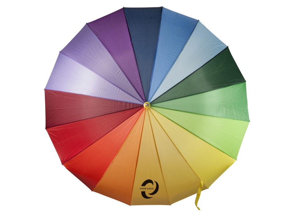 Ombrello arcobaleno 16 pannelli, in poliestere 190 T Haya