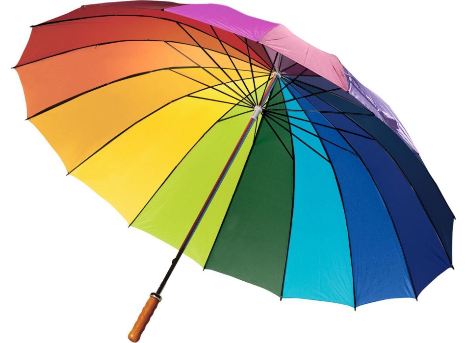 Ombrello arcobaleno 16 pannelli, in poliestere 190 T Haya