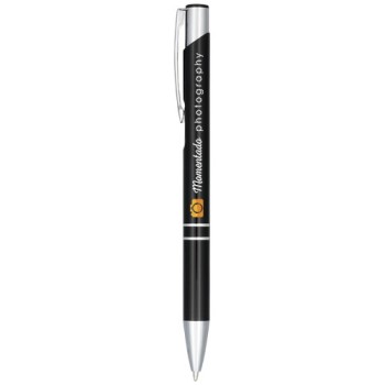 Penna a sfera a scatto Moneta in alluminio anodizzato (inchiostro nero)