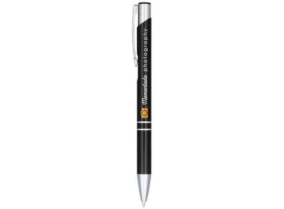 Penna a sfera a scatto Moneta in alluminio anodizzato (inchiostro nero)