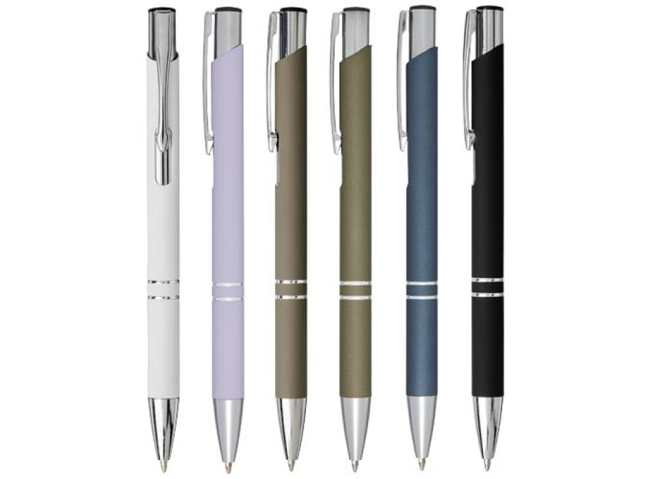 Penna a sfera a scatto Moneta soft touch (inchiostro nero)