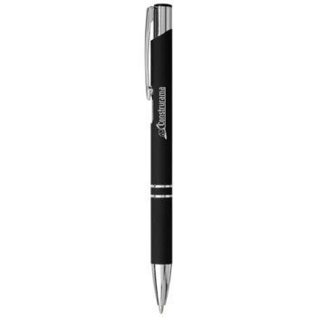 Penna a sfera a scatto Moneta soft touch (inchiostro nero)