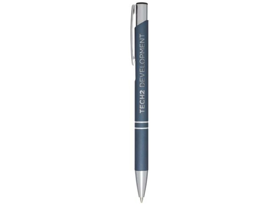 Penna a sfera a scatto Moneta soft touch (inchiostro nero)