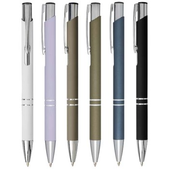 Penna a sfera a scatto Moneta soft touch (inchiostro nero)