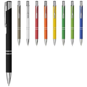 Penna a sfera a scatto Moneta soft touch (inchiostro nero)