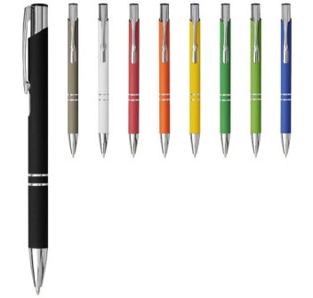 Penna a sfera a scatto Moneta soft touch (inchiostro nero)