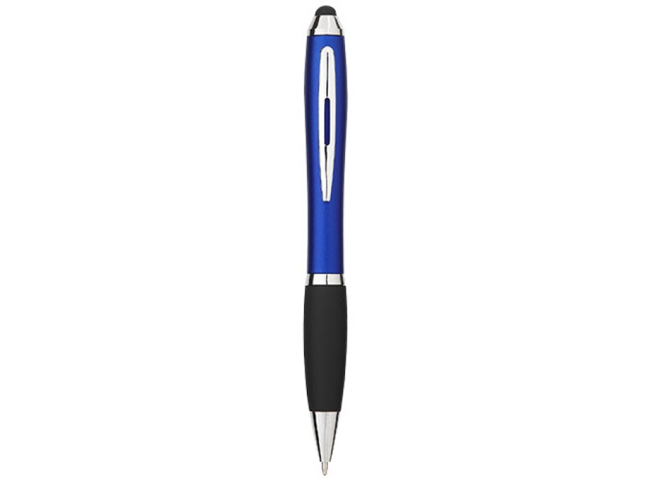 Penna a sfera colorata con stylus e impugnatura nera Nash (inchiostro blu)