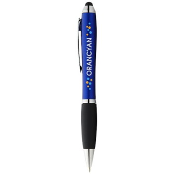 Penna a sfera colorata con stylus e impugnatura nera Nash (inchiostro blu)