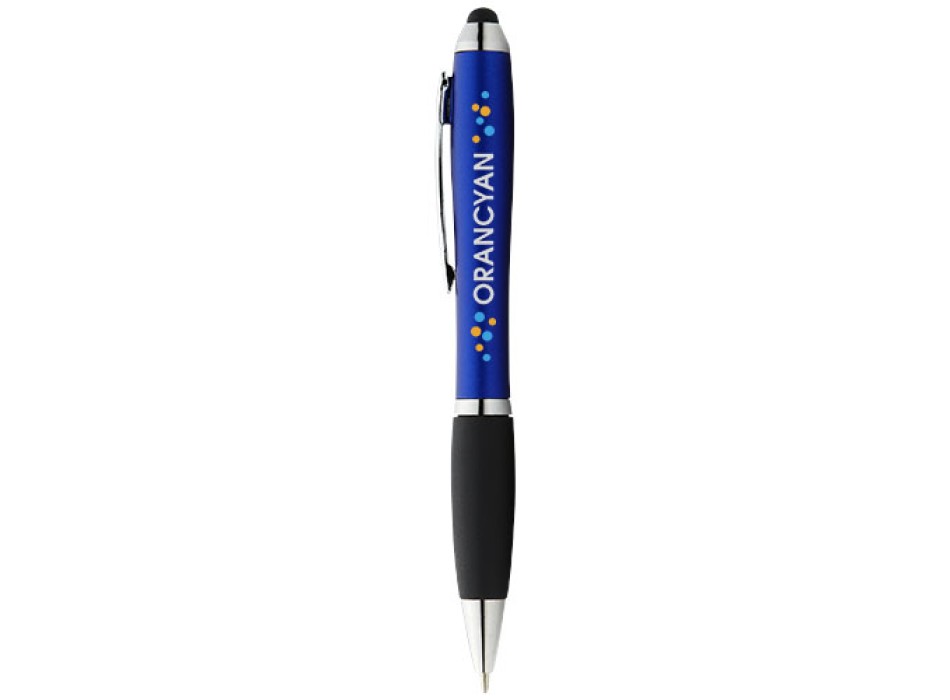 Penna a sfera colorata con stylus e impugnatura nera Nash (inchiostro blu)
