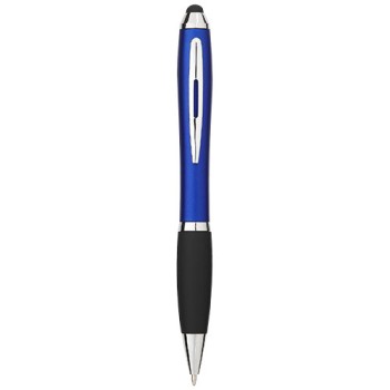 Penna a sfera colorata con stylus e impugnatura nera Nash (inchiostro blu)