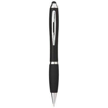 Penna a sfera colorata con stylus e impugnatura nera Nash (inchiostro blu)