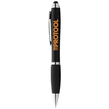 Penna a sfera con stylus e impugnatura nera Nash (inchiostro nero)