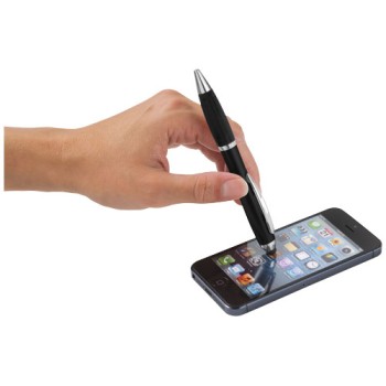Penna a sfera con stylus e impugnatura nera Nash (inchiostro nero)