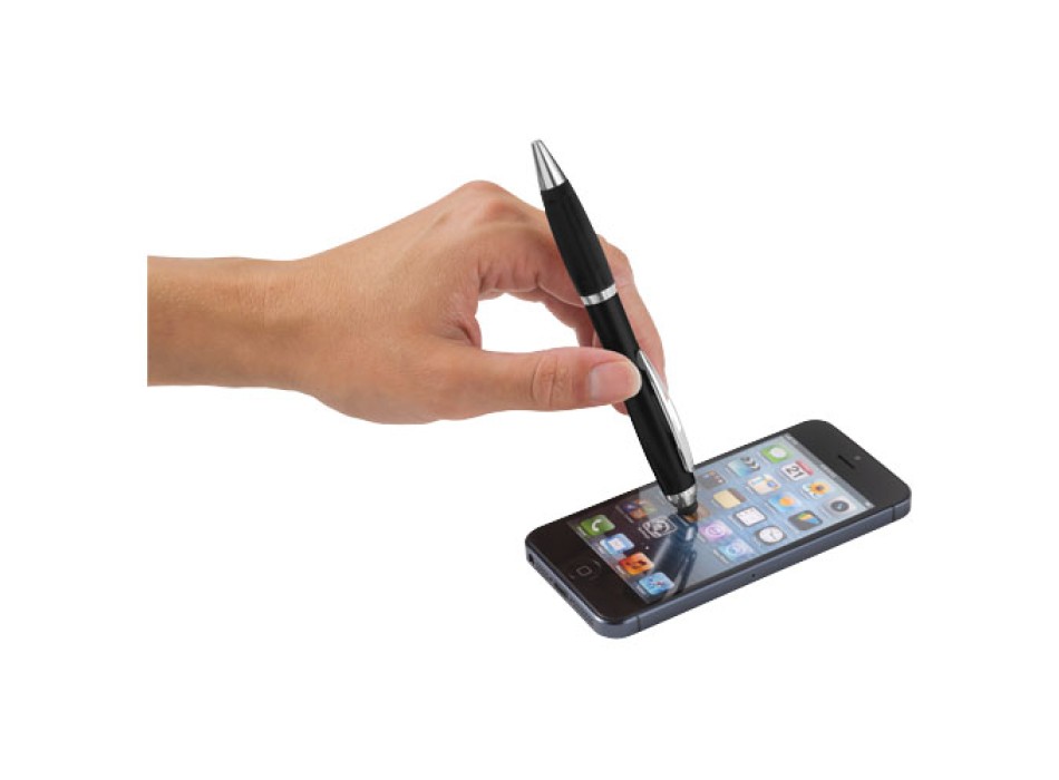 Penna a sfera con stylus e impugnatura nera Nash (inchiostro nero)