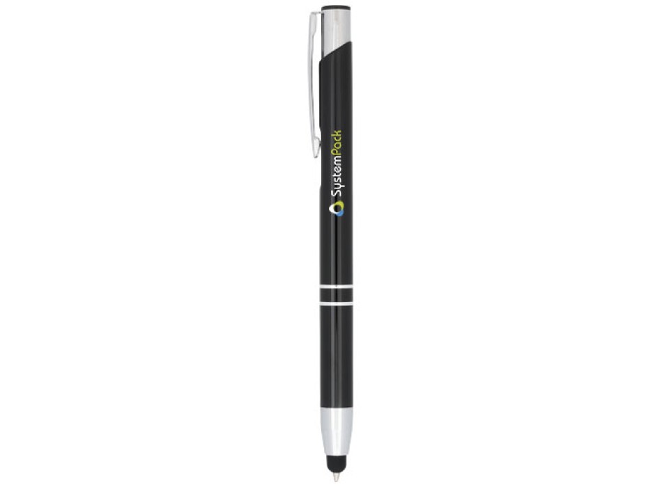 Penna a sfera metallica con stylus Moneta (inchiostro blu)