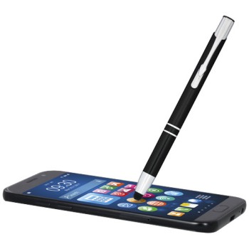 Penna a sfera metallica con stylus Moneta (inchiostro blu)