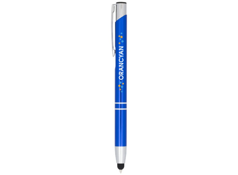 Penna a sfera metallica con stylus Moneta (inchiostro blu)