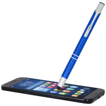 Penna a sfera metallica con stylus Moneta (inchiostro blu)