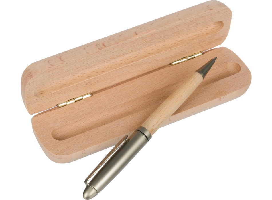 Penna a sfera Tobias | Legno di faggio | Scatola in legno