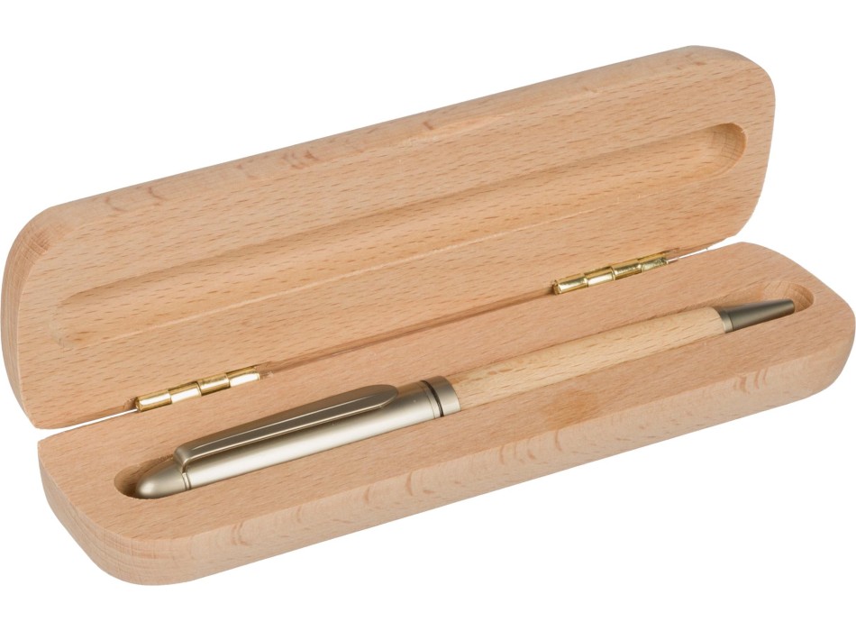 Penna a sfera Tobias | Legno di faggio | Scatola in legno