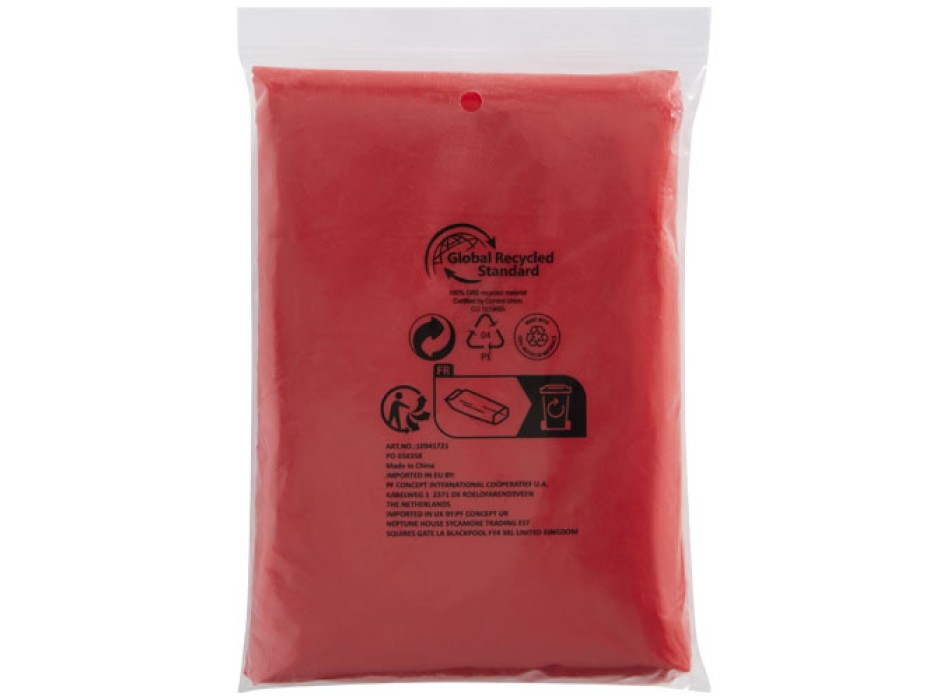 Poncho impermeabile monouso in materiale riciclato certificato GRS con custodia Mayan 