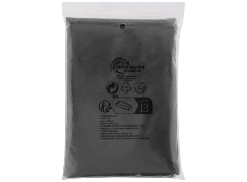 Poncho impermeabile monouso in materiale riciclato certificato GRS con custodia Mayan 