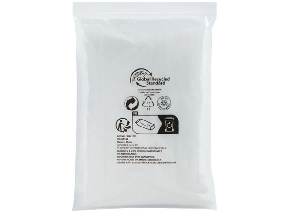 Poncho impermeabile monouso in materiale riciclato certificato GRS con custodia Mayan 