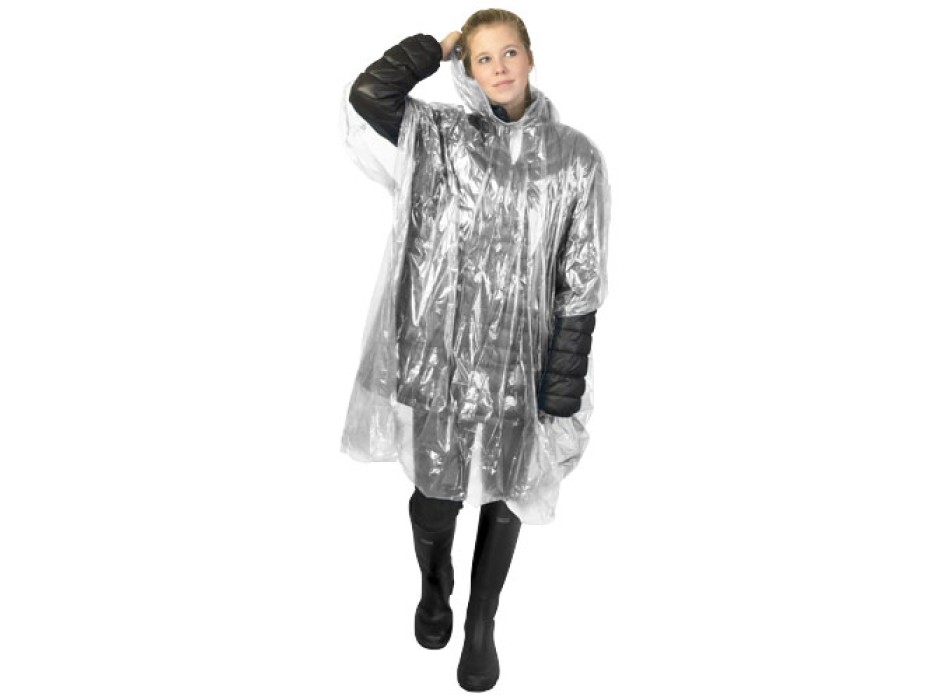 Poncho impermeabile monouso in materiale riciclato certificato GRS con custodia Mayan 